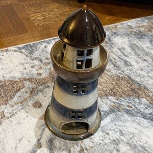 Ceramic 16” Tall Lighthouse Uses Tealight or Votive Candles